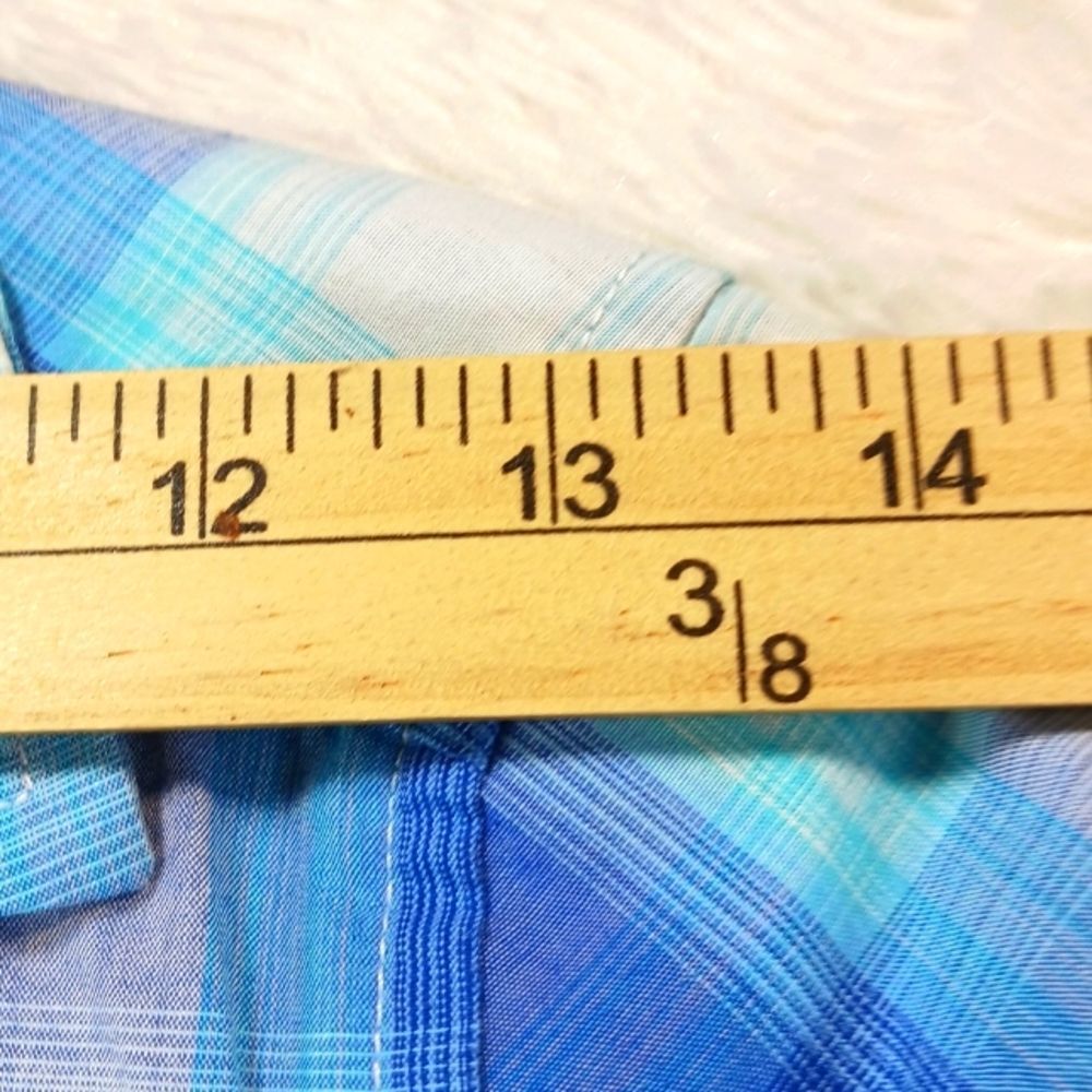 U.S. Polo Assn. Blue Plaid Button Down Shirt Front Pocket Logo Boys 8.......... - Picture 8 of 10